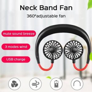 Mini Neck Fan With 7 Wings , Portable Wearable Usb Rechargeable Personal Neckband Fan, Cooler With 3 Speed,360 Degrees Free Rotation For Indoor Outdoor